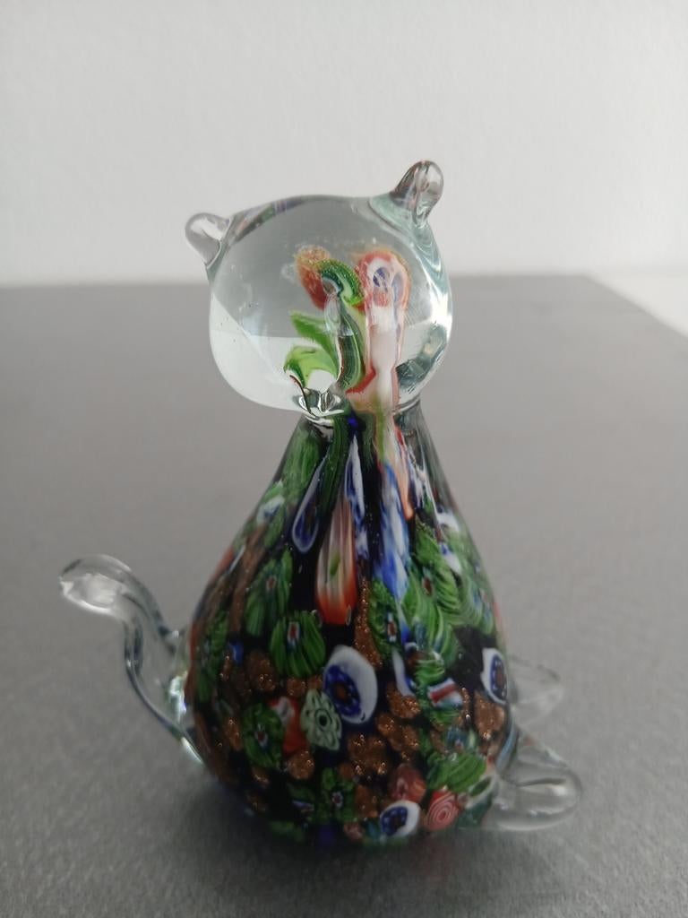 Millefiori Glazen Katje - Murano glas, Ophalen of Verzenden