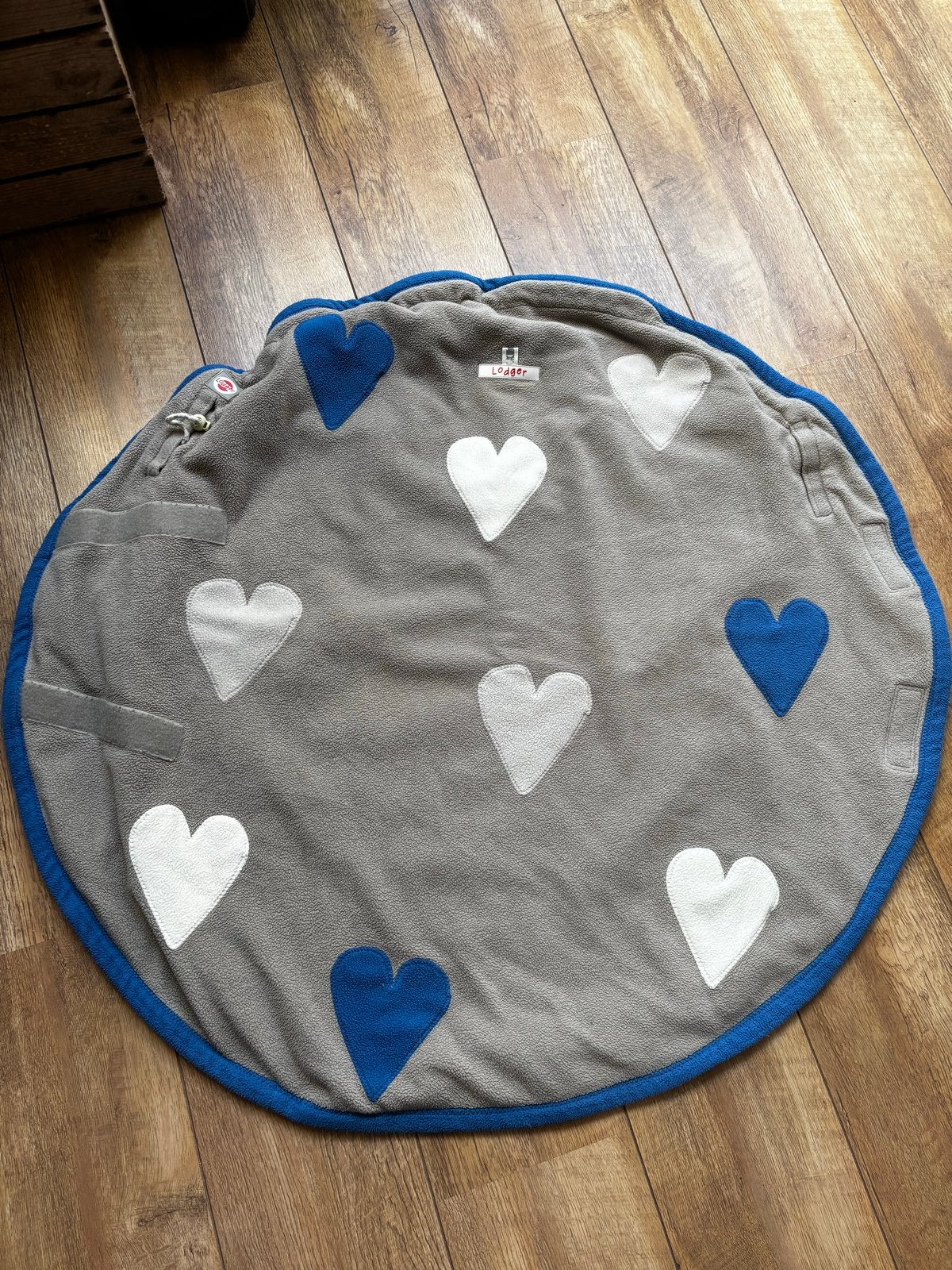 Lodger Wrapper Heart Grey Blue - Bakerzak/Deken, Wasbaar, Bakerzak of Bakerdoek, Lodger, Ophalen of Verzenden