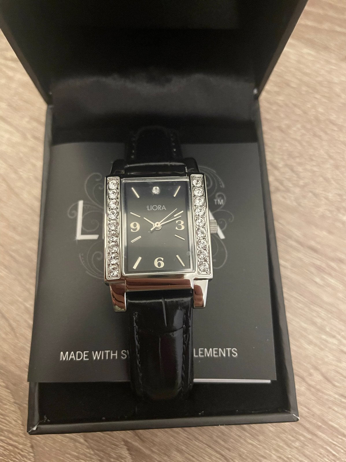 Liora dameshorloge met Swarovski Elements, Overige merken, Leer, Staal, Polshorloge