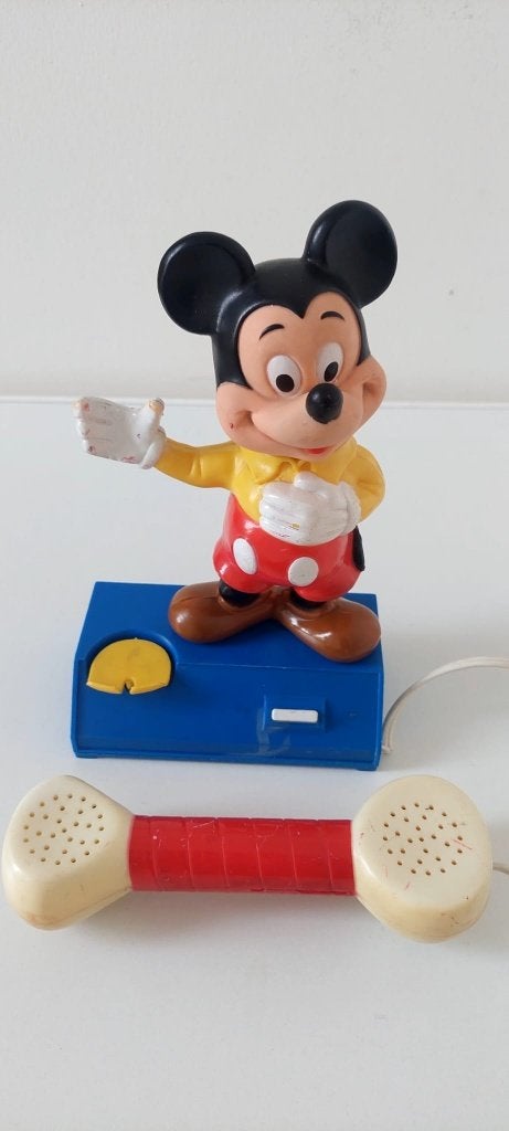 Vintage speelgoed Mickey Mouse Telefoon (1977, Hong Kong), Eu, Gebruikt, Ophalen of Verzenden, Eu