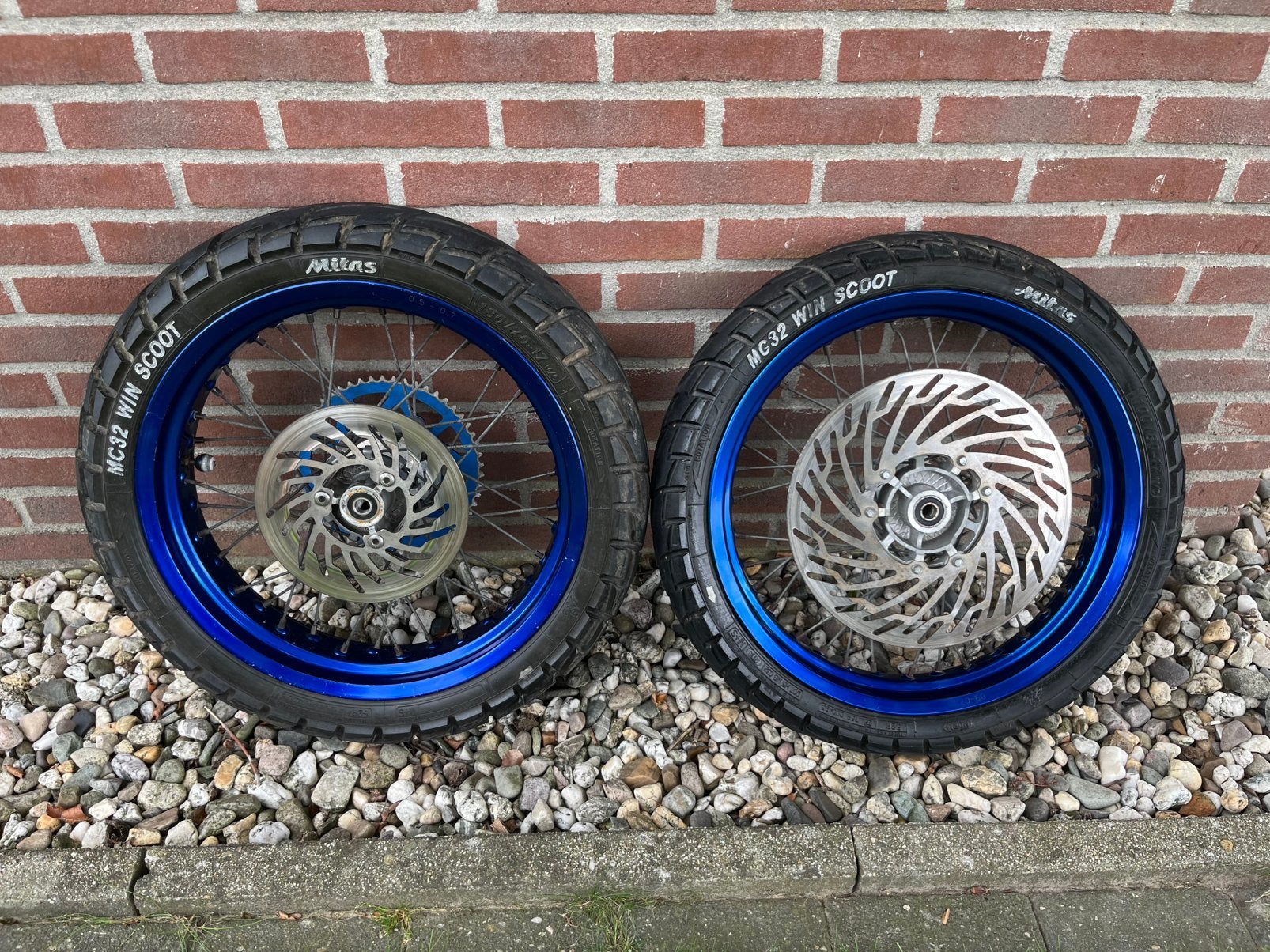 Derbi DRD 85 anniversary velgenset blauw | Zeer netjes, Fietsen en Brommers, Brommeronderdelen | Algemeen, Ophalen of Verzenden