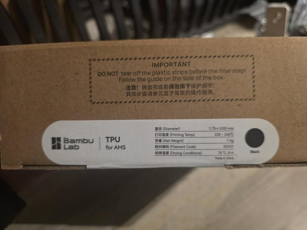 Bambu Lab TPU Zwart Filament - Nieuw in Verpakking, Computers en Software, 3D Printers, Ophalen of Verzenden, Nieuw, Filament