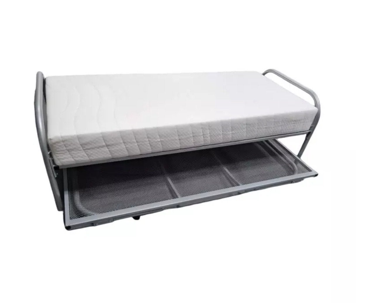 2x90x200  Onderschuifbed met spiraalbodem en 2 matrassen, Ophalen, Tweepersoons, Zo goed als nieuw, 180 cm