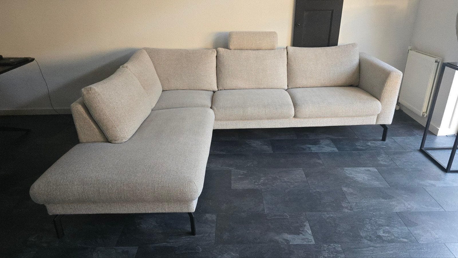Hoekbank WoonExpress beige, Ophalen, Zo goed als nieuw