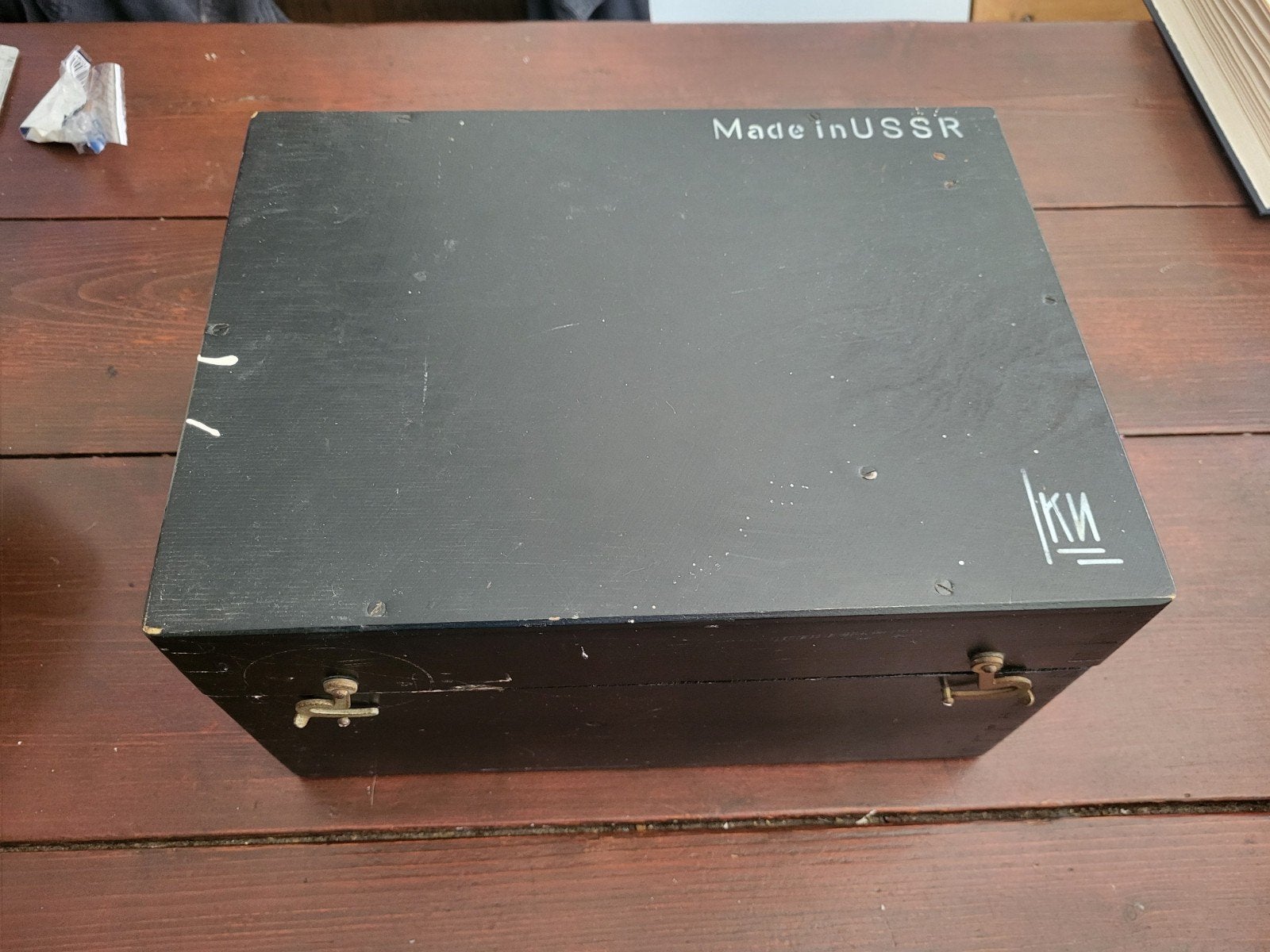 zwarte kleine houten vintage kist USSR, Huis en Inrichting, Ophalen of Verzenden, Overige houtsoorten