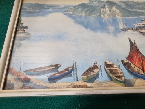 schilderij prent arno lemke boten bergen vintage, Ophalen of Verzenden, 'T Olde Gre-j, Info@toldegrej.nl, Endepoelstraat 20f Didam
