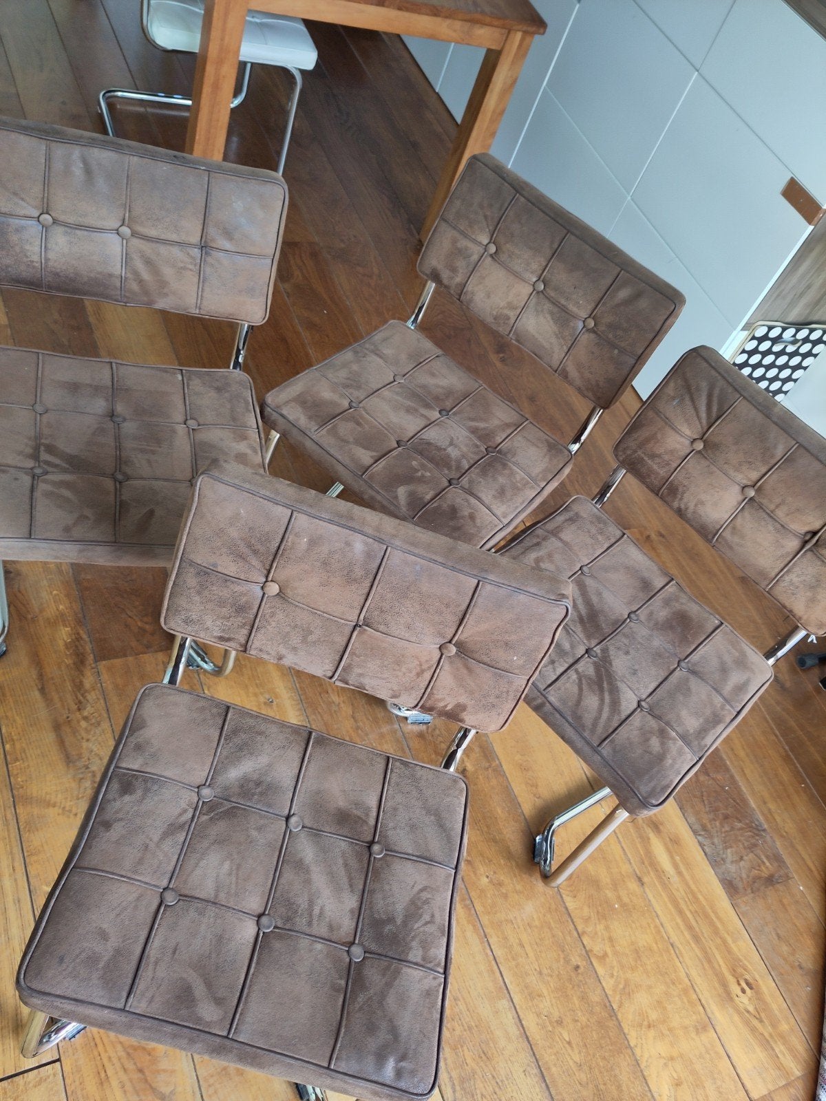 buisframe stoelen 4x bruin, Ophalen, Overige materialen, Gebruikt, Bruin
