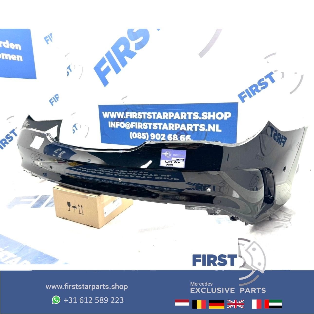 W117 CLA AMG ACHTERBUMPER 191 KOSMOS ZWART Mercedes C117 X11, Gebruikt, -, Voor, Ophalen of Verzenden