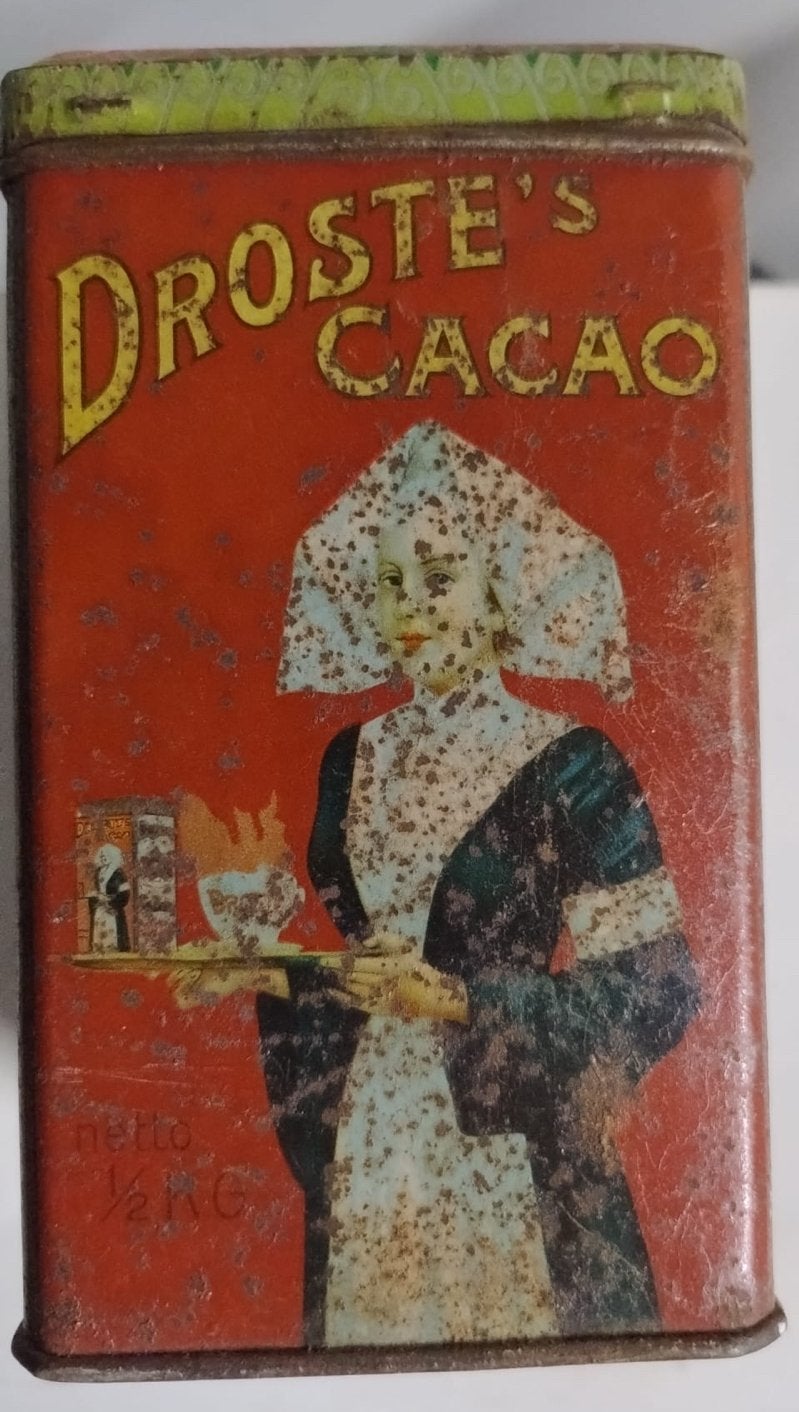 Antieke Droste's Cacao Blik met Zuster en Wapen, Antiek en Kunst, Antiek | Overige Antiek, Ophalen of Verzenden