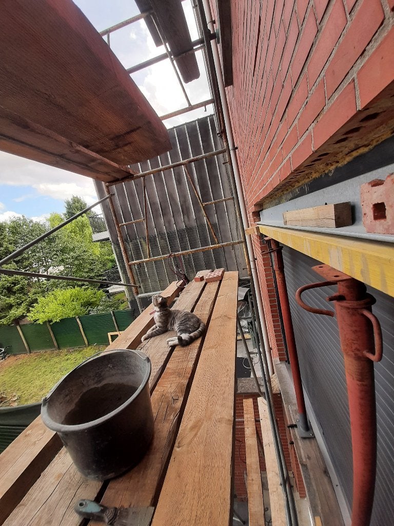 Stelling met elektrische takel, Ophalen, Gebruikt, Gevelsteiger, 5 meter of hoger