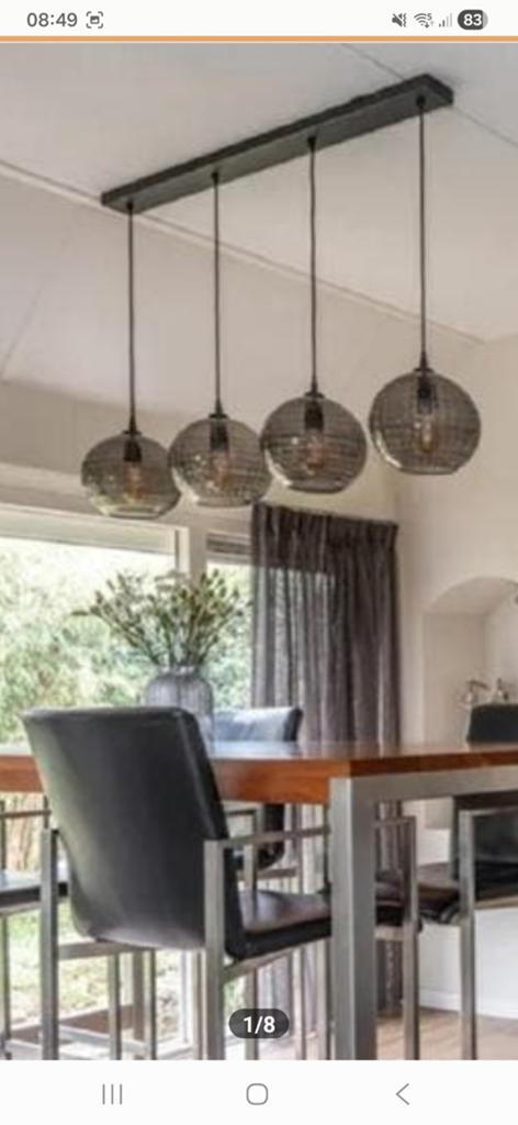 Hanglamp rookglas, Huis en Inrichting, Lampen | Hanglampen, Ophalen, Zo goed als nieuw, Glas, Minder dan 50 cm