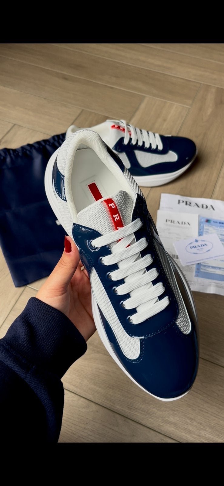 Prada cups navy blue, Kleding | Heren, Ophalen of Verzenden, Nieuw, Zwart
