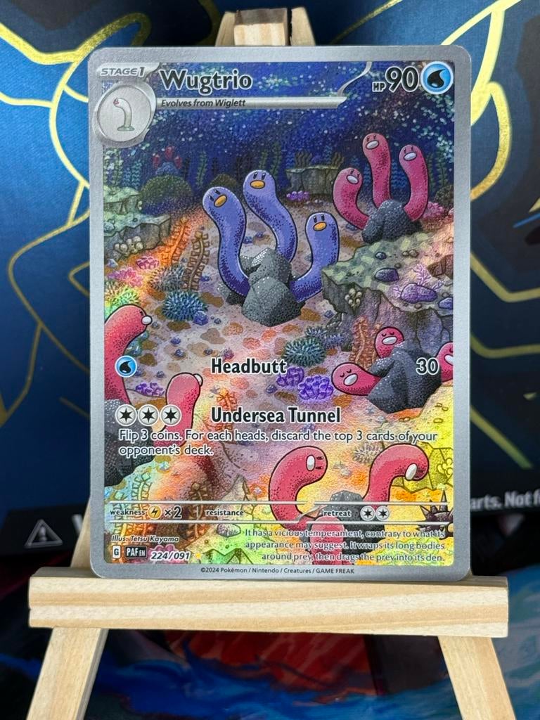 Wugtrio 224/091 Paldean Fates Pokémon Kaart, Ophalen of Verzenden, Zo goed als nieuw, Losse kaart, Foil
