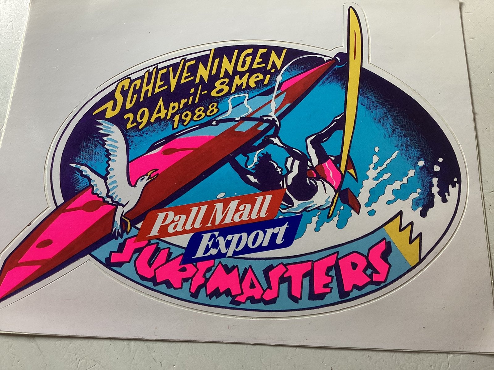 Sticker Pall Mall Export Surfmasters Scheveningen 1988, Verzenden, Zo goed als nieuw, Sport