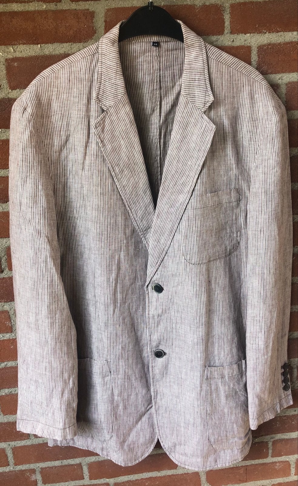 Nieuw LIV Collection Linnen Ongevoerd Jasje Streep Mt 54, Kleding | Heren, Ophalen of Verzenden, Nieuw, Maat 52/54 (L), Bruin