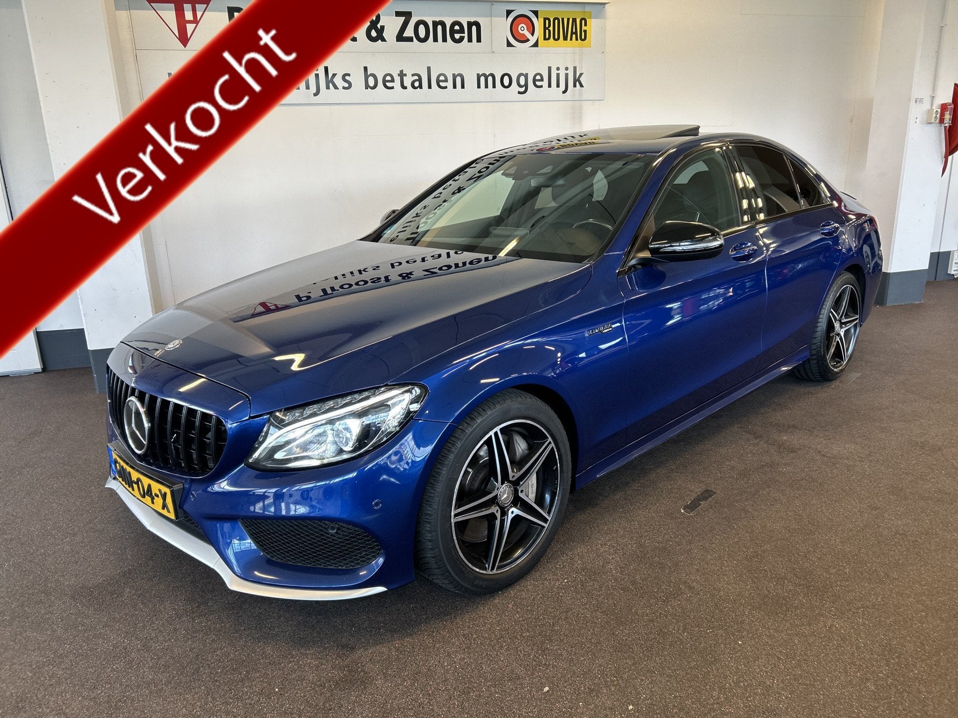 Mercedes-Benz C-Klasse C43/450 AMG 4MATIC V6 368PK | Panoram, 368 pk, Met garantie (alle), Blauw, 2996 cc