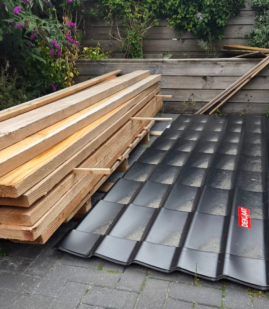 Complete overkapping Douglas balken en dakpanplaten 3meter, Ophalen, Nieuw, Overige typen