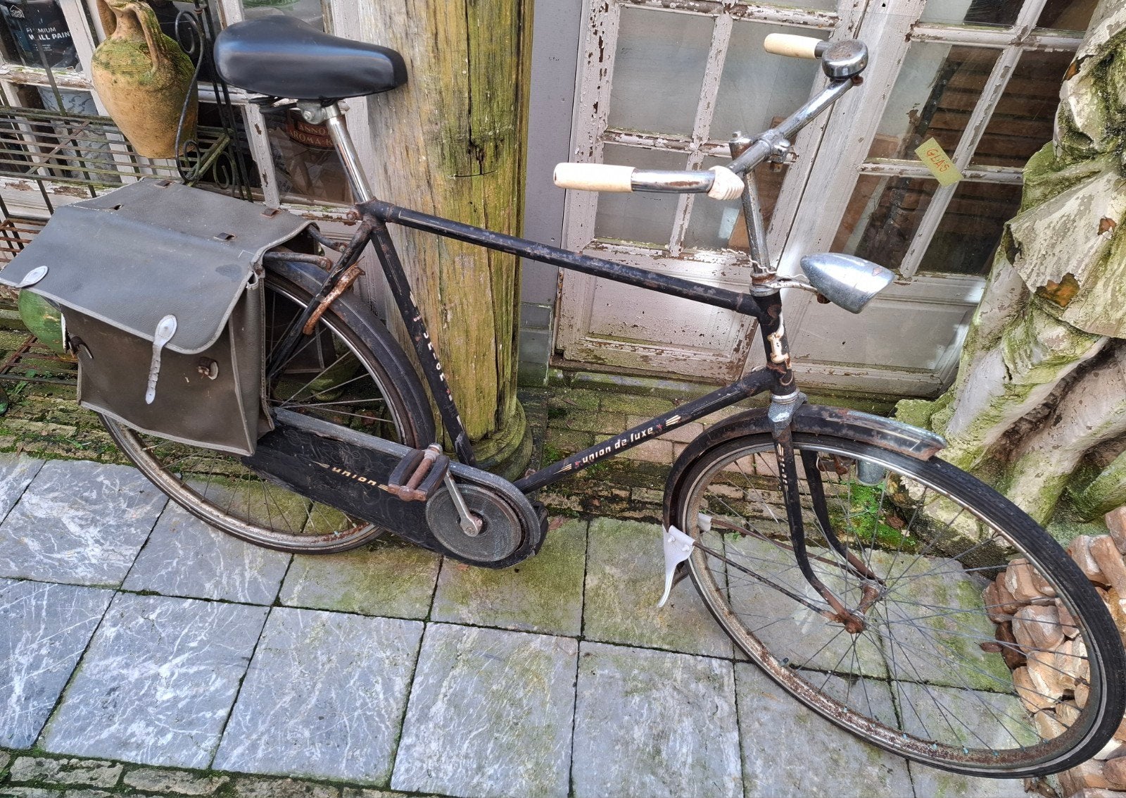 Vintage herenfiets zwart Union de luxe 28 inch, Ophalen, Terugtraprem, Union, Jaren '60 of nieuwer