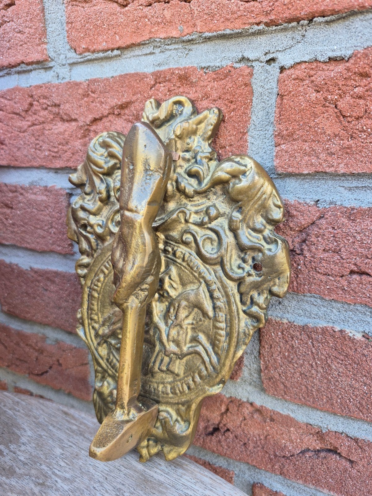 Antieke Franse gegoten brons Tempeliers deurklopper, Ophalen of Verzenden, Brons