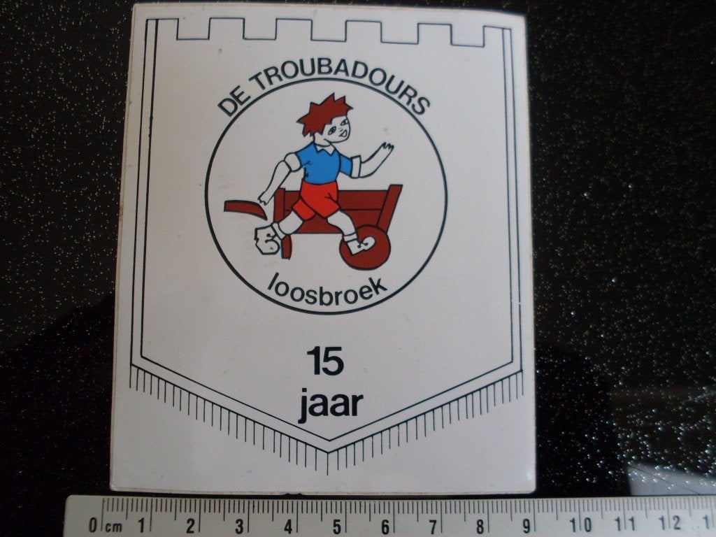 sticker de troubadours loosbroek 15 jaar logo, Verzamelen, Verzenden, Zo goed als nieuw, Bedrijf of Vereniging