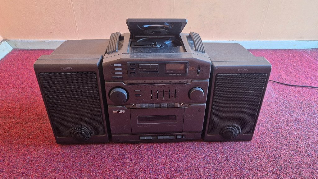 Philips stereoset met CD, cassette, radio en speakers, Ophalen, Gebruikt, Speakers, Philips