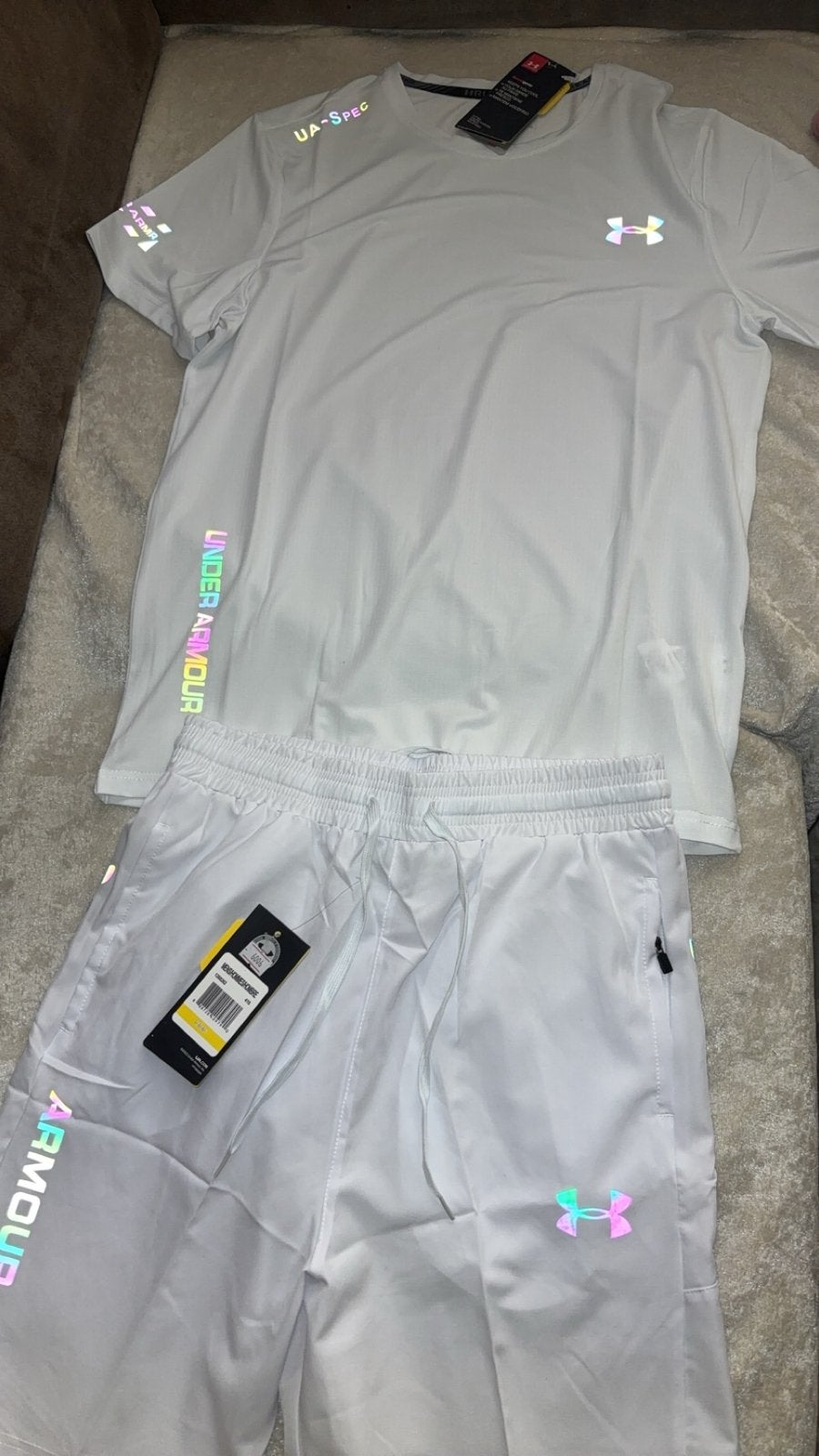 Under Armour Sportset - T-shirt & Korte Broek, Ophalen, Maat 48/50 (M), Wit, Nieuw