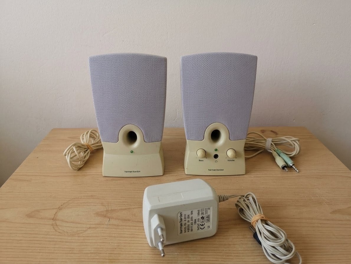 Harman Kardon HK-027A speakerset - Retro PC Audio (Getest), Ophalen, Gebruikt, Audiokanaal 2, Harman Kardon