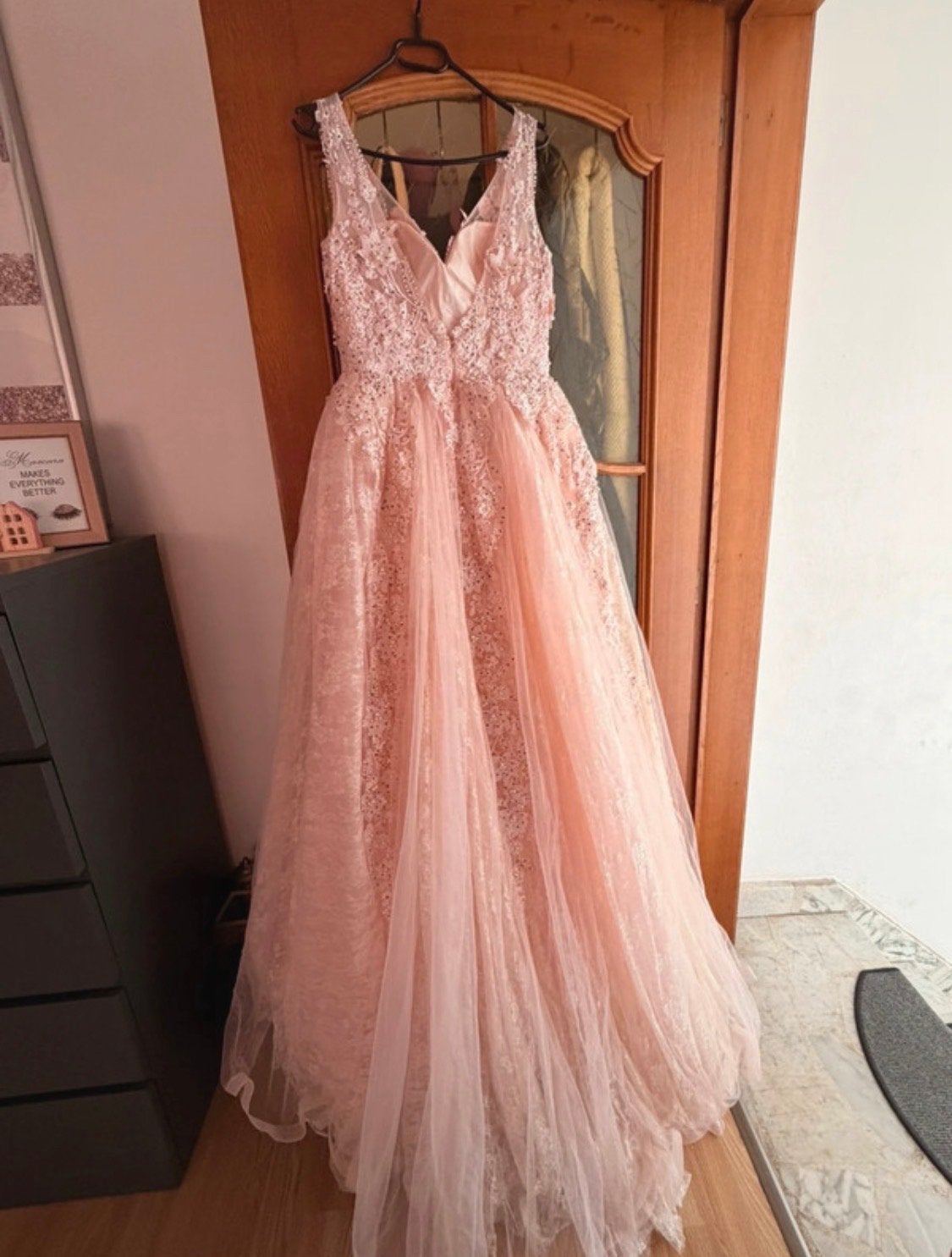 Elegante Roze Galajurk met Kant en Pailletten, Galajurk, Ophalen of Verzenden, Zo goed als nieuw, Roze