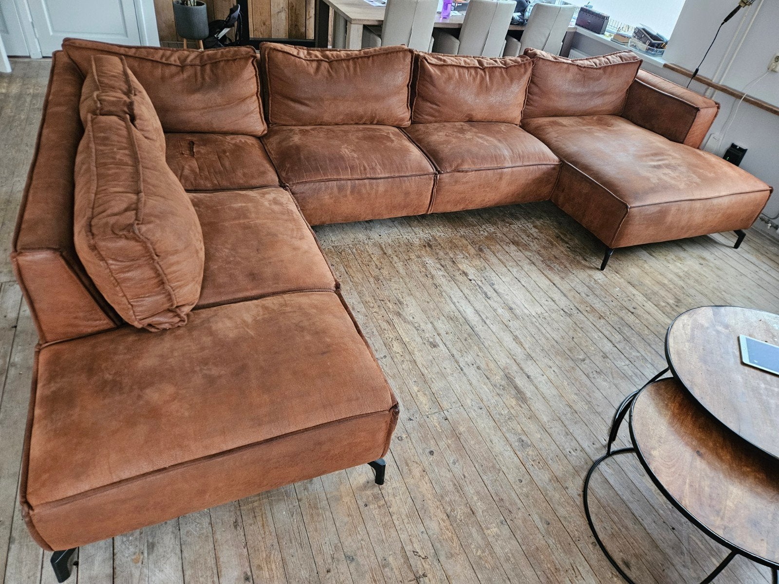 U bank eco leer cognac, Ophalen, Gebruikt, Leer, Industrieel
