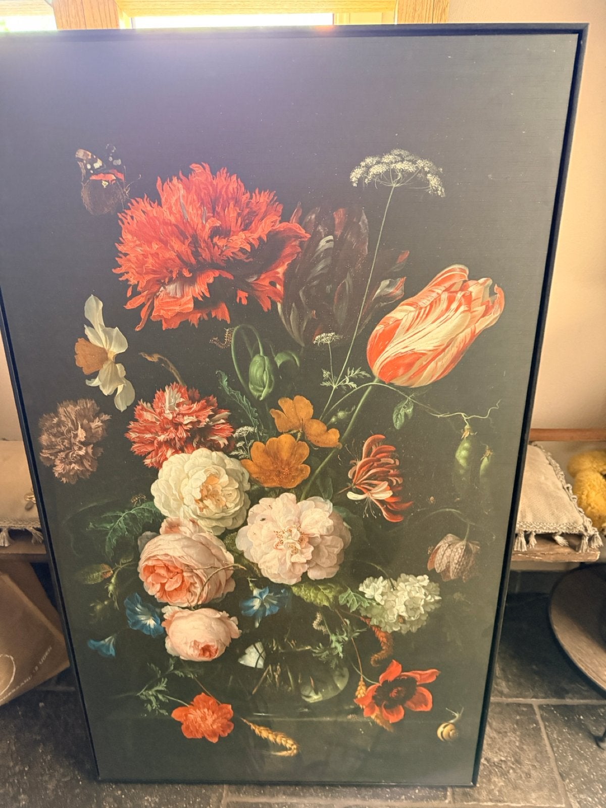 Bloemen stilleven Jan Davidsz de Heem, 2 bijpassende kussens, Ophalen, Gebruikt, Schilderij, 75 tot 100 cm