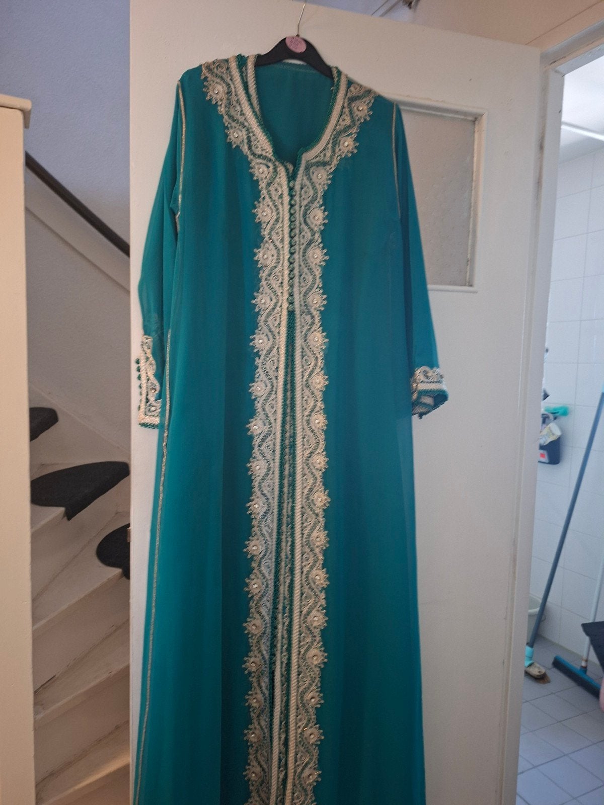 Handgemaakte tijdloze turquoise takschita, Ophalen of Verzenden