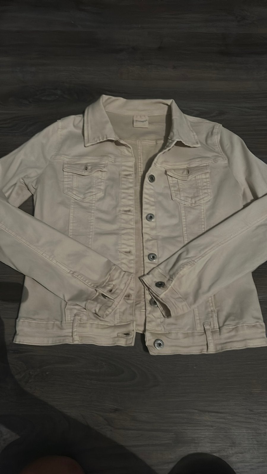 Spijkerjasje creme m, Kleding | Dames, Jassen | Zomer, Ophalen, Zo goed als nieuw, Maat 38/40 (M), Beige