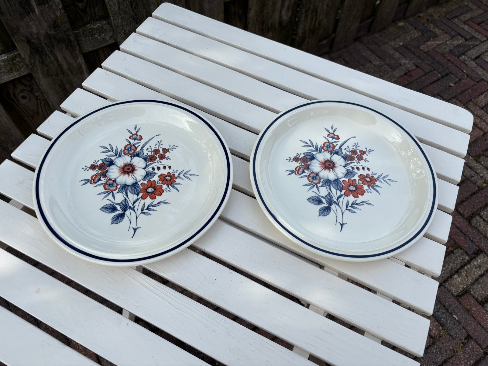 Twee mooie vintage grote borden, Alpine Rose, Antiek en Kunst, Antiek | Servies los, Ophalen of Verzenden