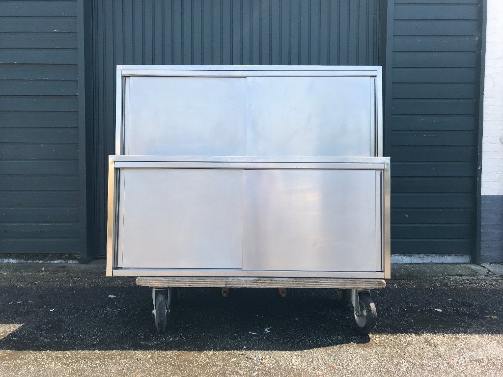 4x RVS schuifdeuren wandkasten -- vraagprijs = per stuk, Huis en Inrichting, Kasten | Wandmeubels, Ophalen, Gebruikt, Minder dan 150 cm