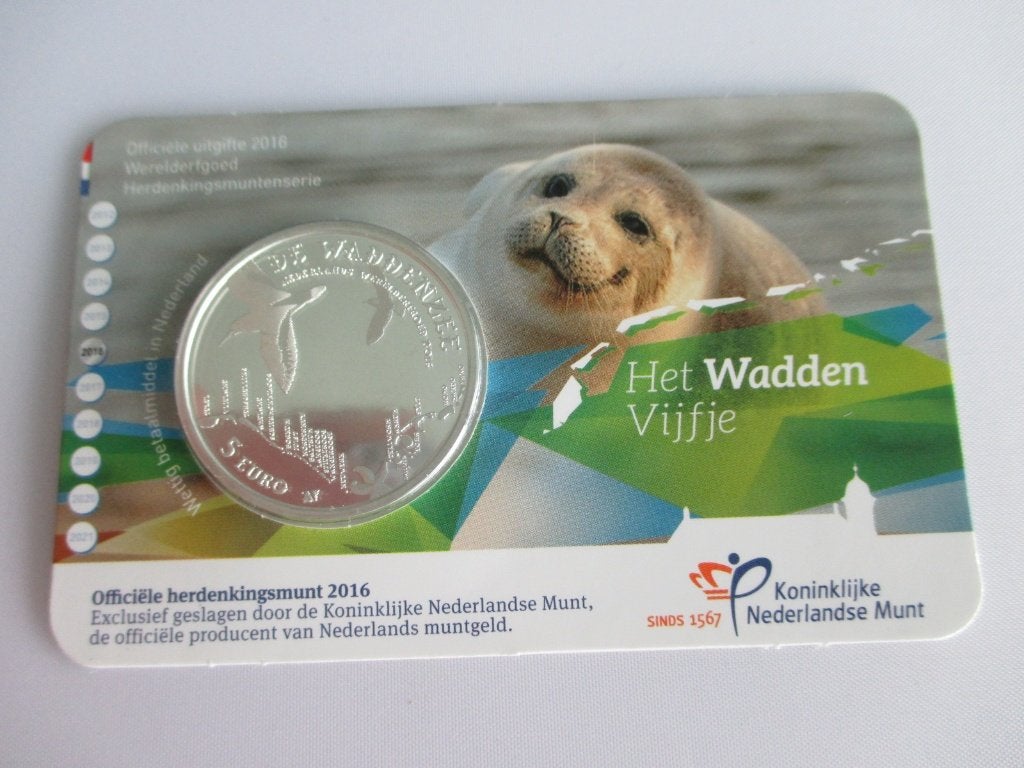 Coincard het Wadden vijfje 2016, Ophalen of Verzenden, Koningin Beatrix, Euro's, Setje