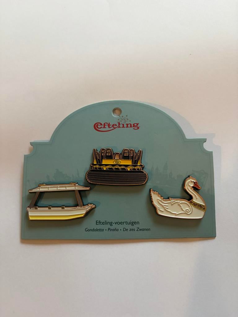Efteling Voertuigen Pins: Gondel, Piraña, Zwaan, Verzamelen, Efteling, Ophalen of Verzenden, Nieuw, Overige typen