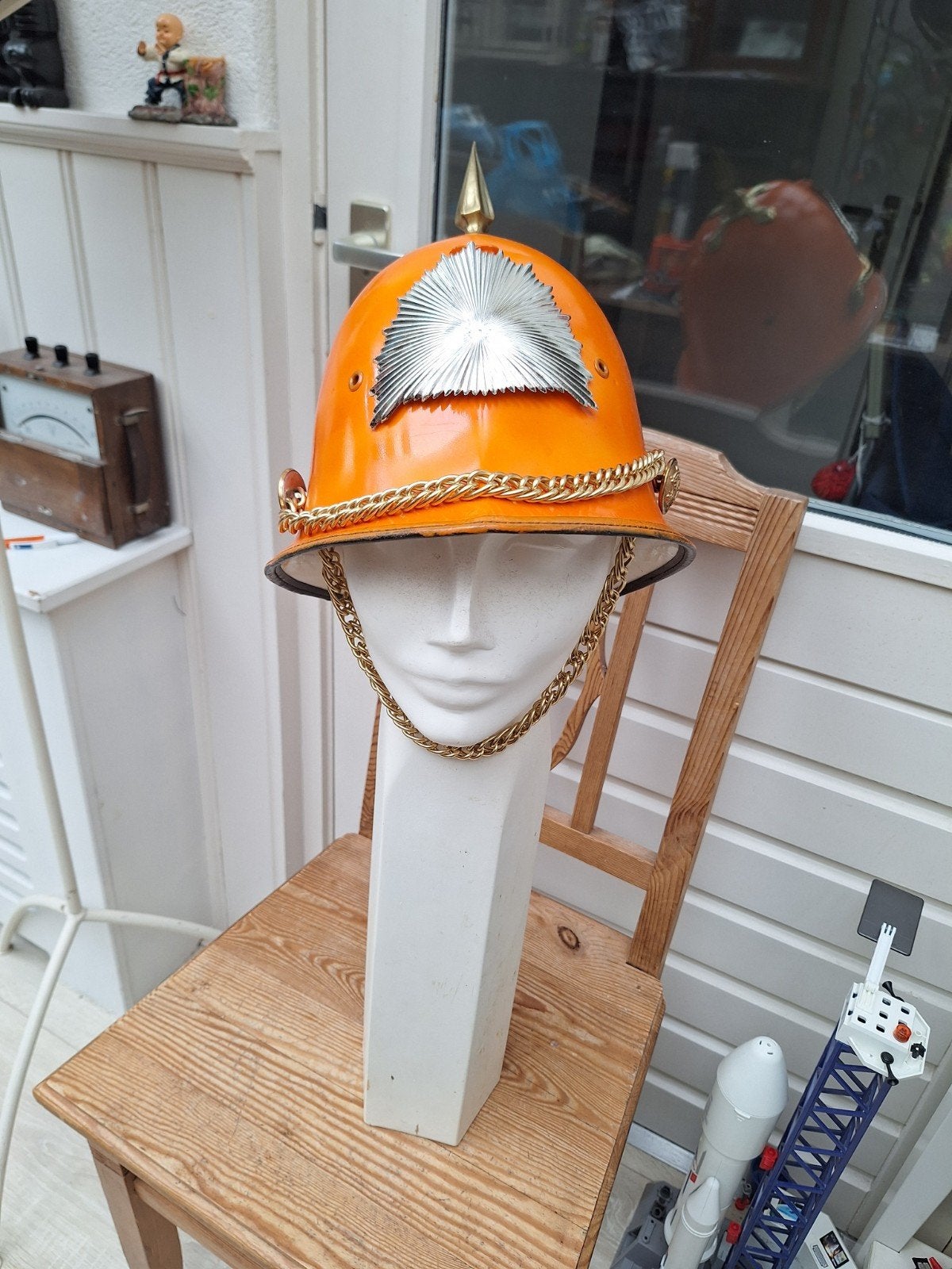 Vintage ceremoniële Brandweerhelm pickelhaube jaren 50, Ophalen of Verzenden