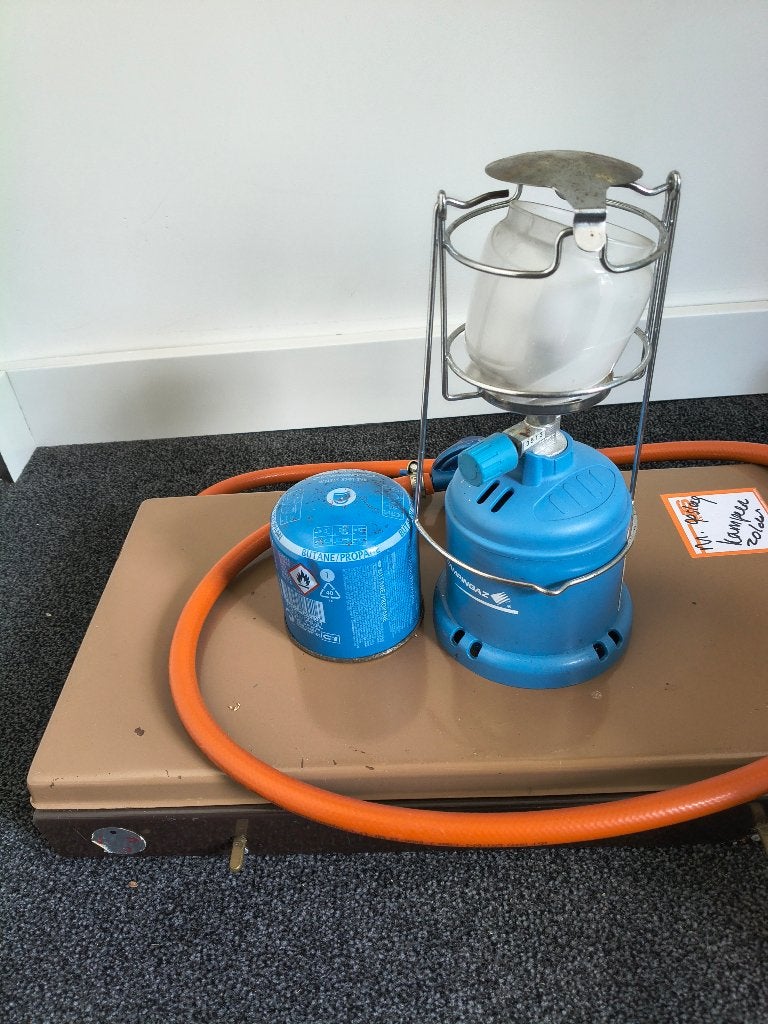 Camping GASSTEL, GazLAMP, jerrycan, Ophalen, Gebruikt