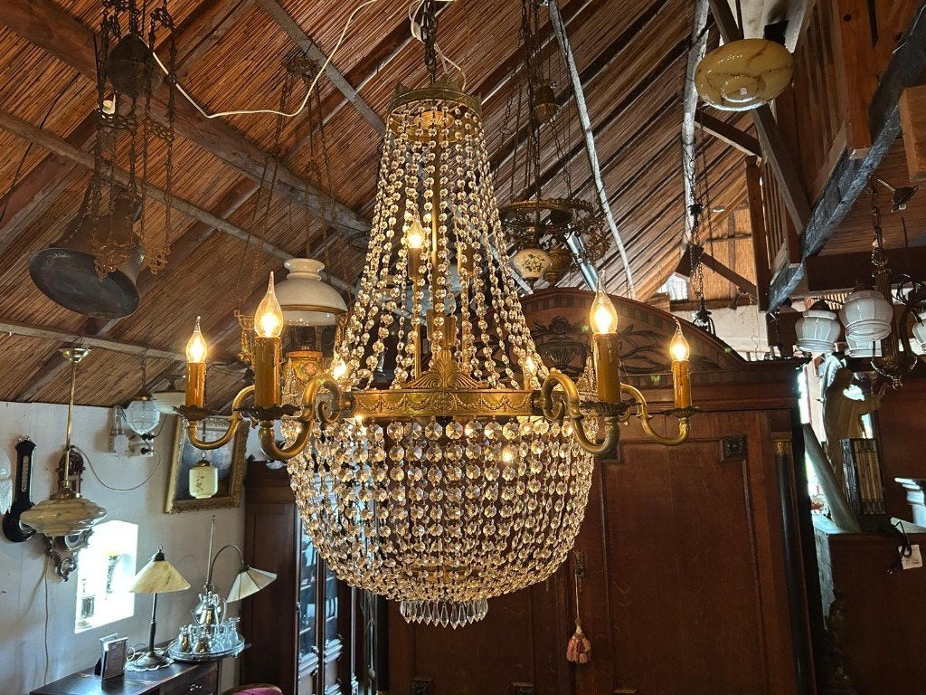 Kristallen Kroonluchter 15 Lichtpunten Nagekeken Ø60cm, Ophalen of Verzenden