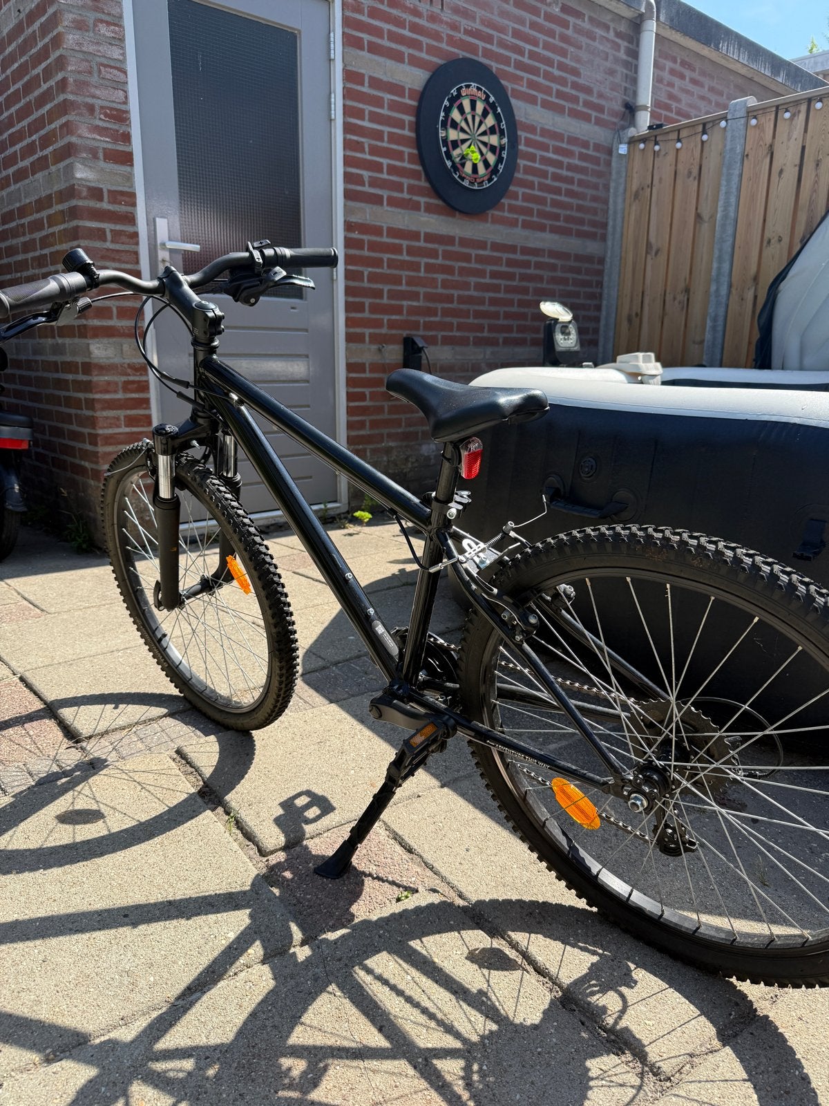 Zwarte mountainbike 24 inch, Gebruikt, Velgrem, Versnellingen, Minder dan 49 cm
