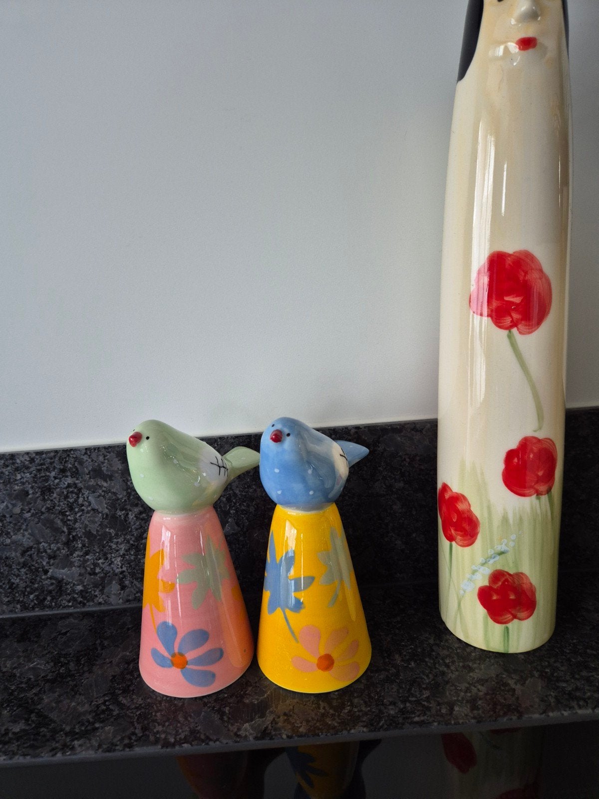 Villa Pottery - Vogel Vaasjes 2 stuks, Huis en Inrichting, Overige kleuren, Ophalen of Verzenden, Minder dan 50 cm, Glas