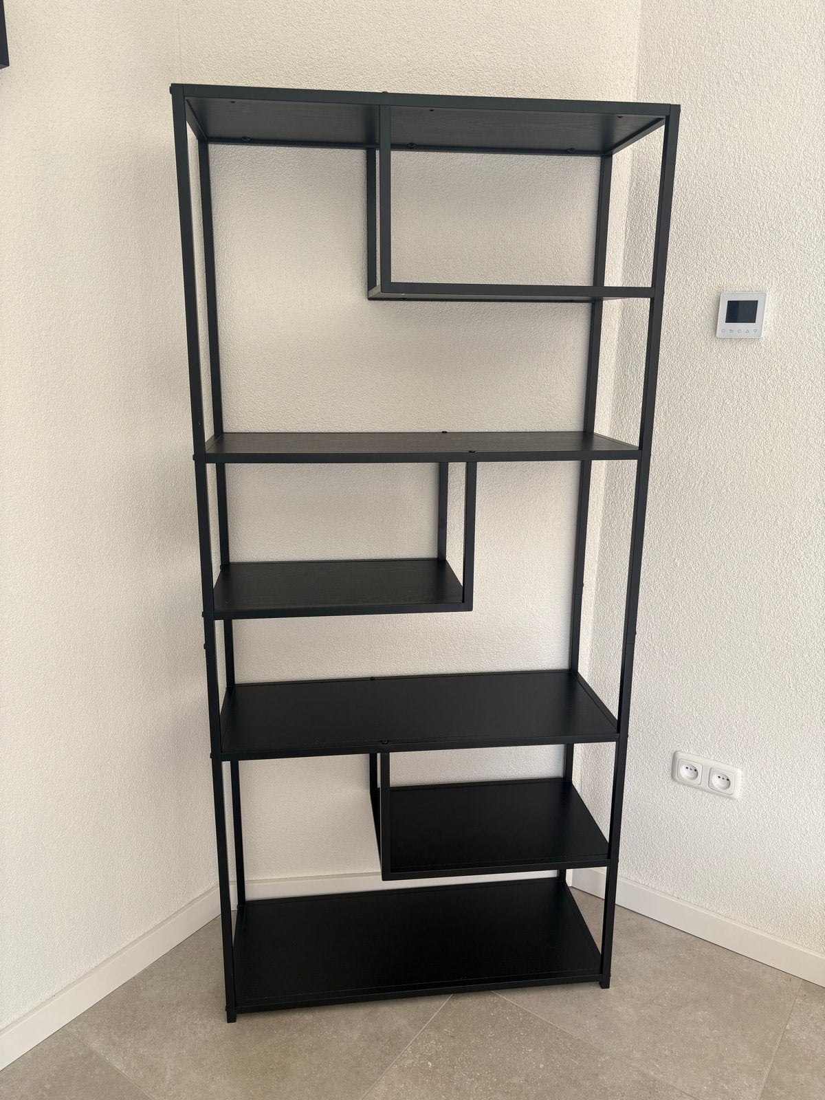 Zwart metalen open vakkenkast H174 B83 D34 cm, Ophalen, Met plank(en), Gebruikt, 50 tot 100 cm