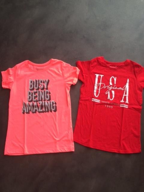 2 nette shirts 146 glitter opdruk, Kinderen en Baby's, Kinderkleding | Maat 146, Meisje, Ophalen of Verzenden, Zo goed als nieuw