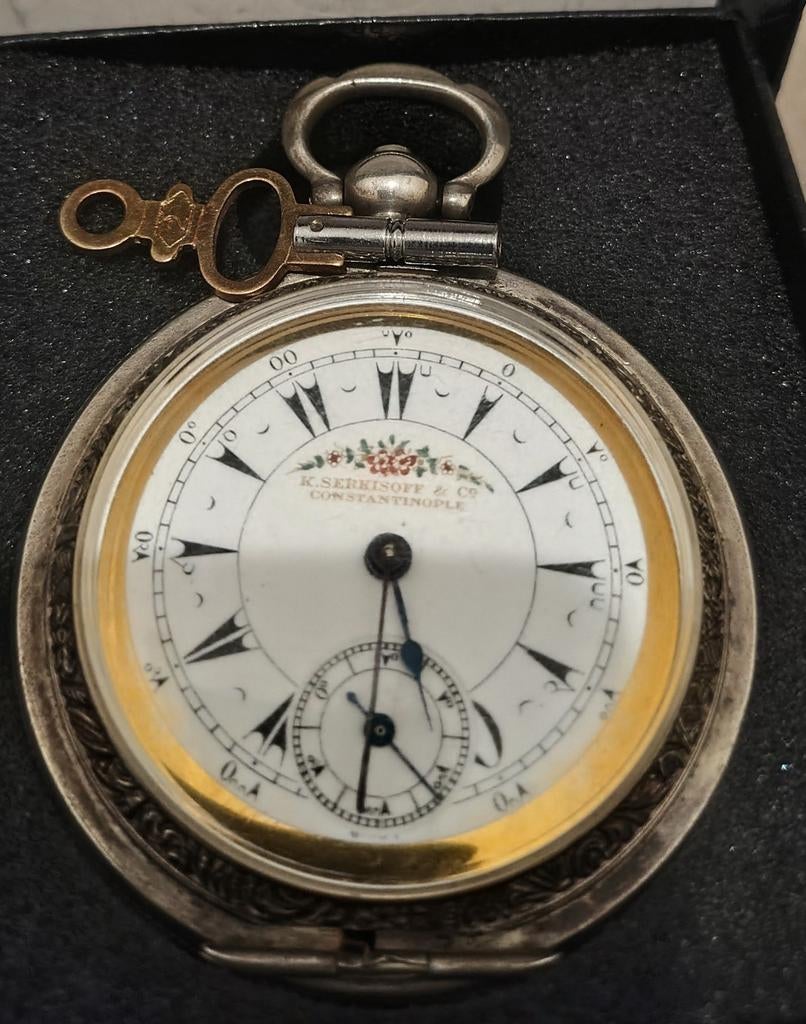 Antiek Zilveren Zakhorloge K. Serkisoff & Co Constantinople, Overige merken, Zakhorloge, Ophalen of Verzenden, Voor 1900