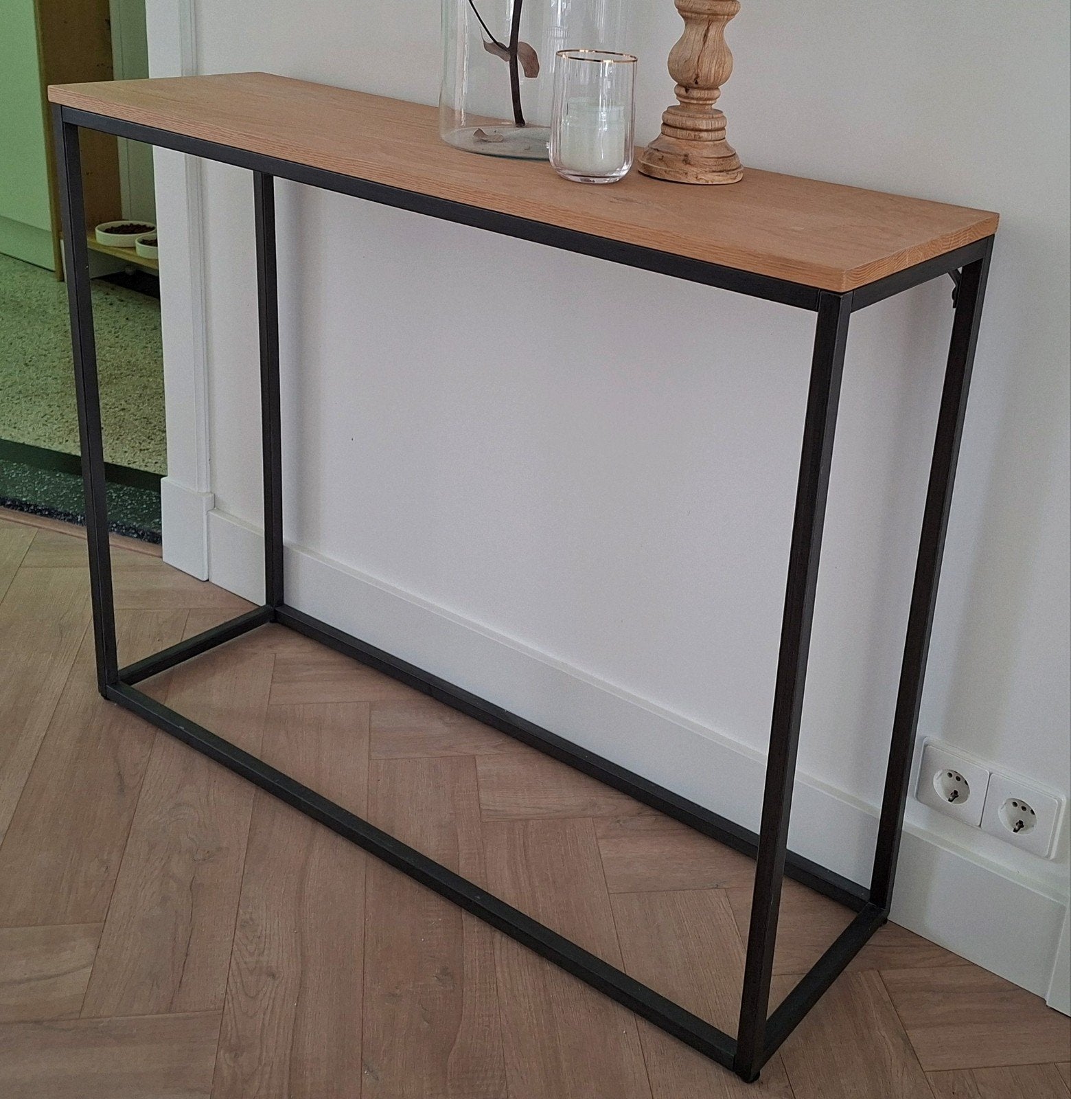 Sidetable 100x79x30cm eiken/metaal, Huis en Inrichting, Tafels | Sidetables, 100 tot 150 cm, Ophalen of Verzenden, Zo goed als nieuw