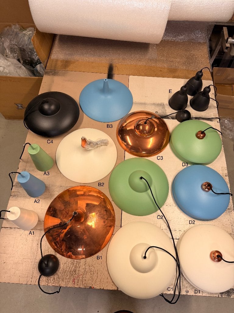 Nieuwe design hanglampen – diverse kleuren & modellen, Trendy hk living Japandi Scandinavian design, Nieuw, Metaal, E27 (groot)