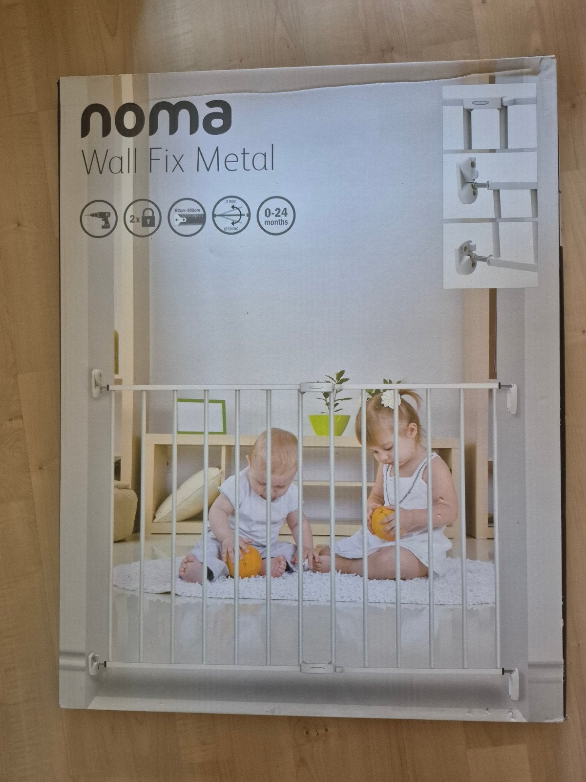 Noma Wall Fix Metal Veiligheidshekje - Wit, Ophalen, Nieuw, 100 tot 115 cm, Metaal of IJzer