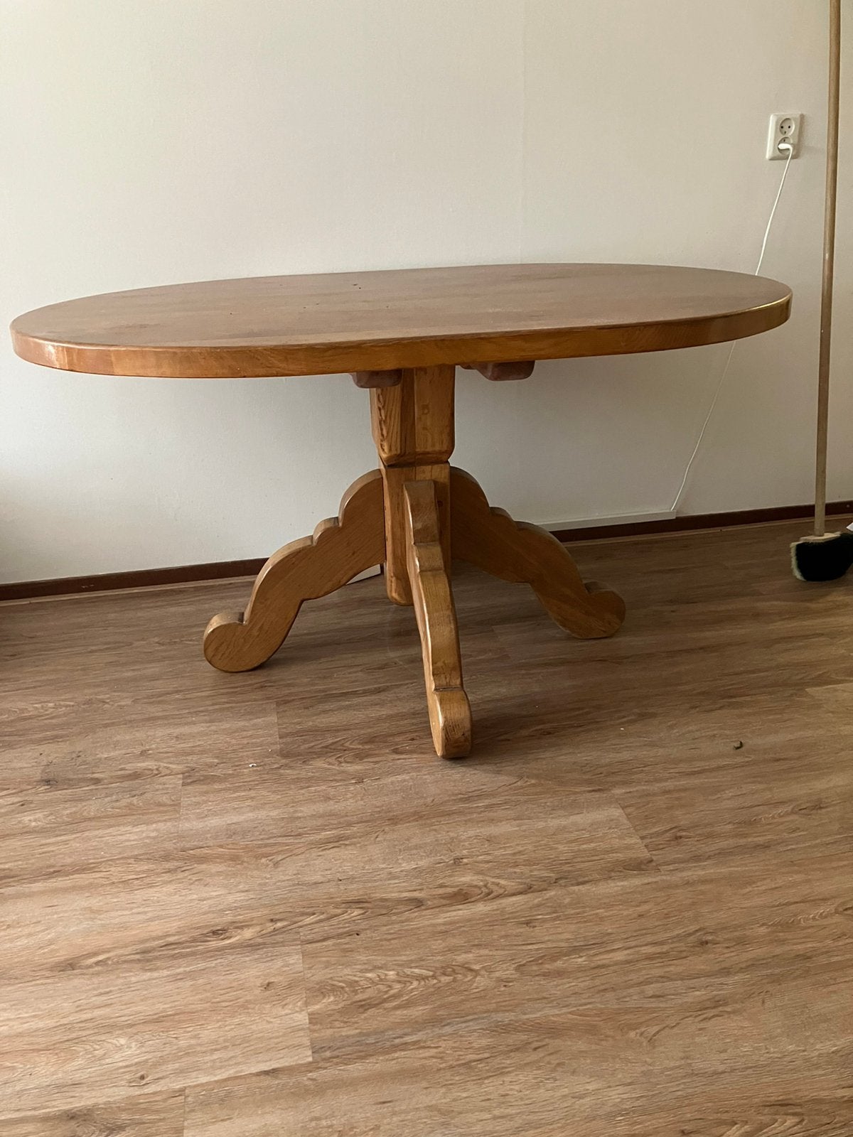 Eethoektafel blank eiken ovaal, Ophalen of Verzenden