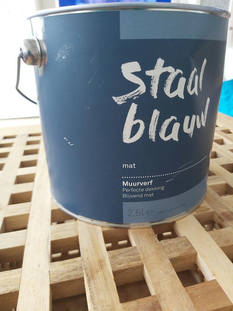Karwei Muurverf Staalblauw Mat 2,5L NIEUW!, Ophalen