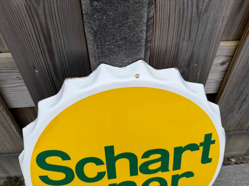 Schart-ner emaille reclamebord, Verzamelen, Merken en Reclamevoorwerpen, Reclamebord, Gebruikt, I, Ophalen of Verzenden